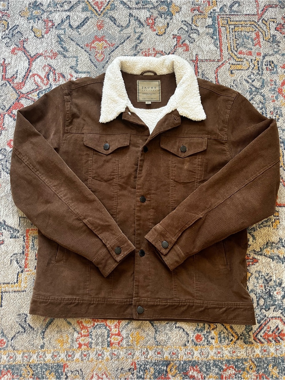Jachs Brown Corduroy Jacket with White Sherpa Collar